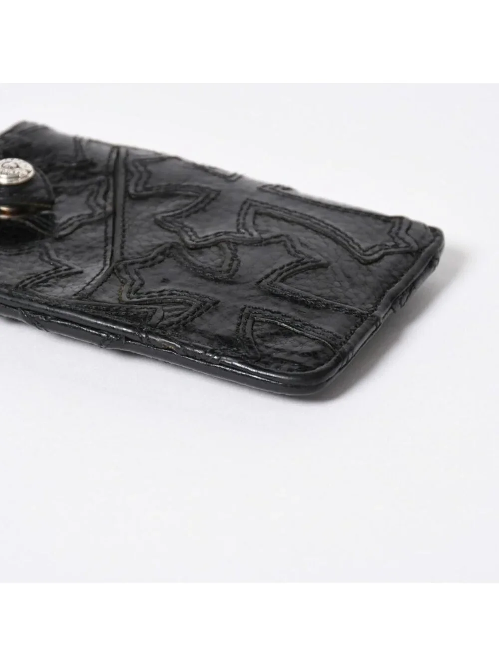 Chrome Hearts Cemetery Cross Patch Card Case Black Silver Scroll Label Logo 925
